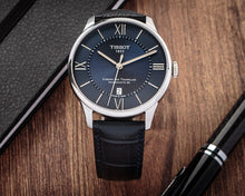 Load image into Gallery viewer, Tissot Chemin Des Tourelles Powermatic 80 Blue Dial Blue Leather Strap Watch for Men - T099.407.16.048.00