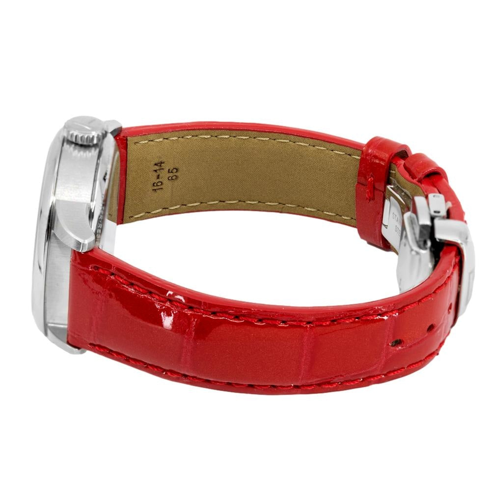 Tissot Chemin Des Tourelles Powermatic 80 Mother of Pearl White Dial Red Leather Strap Watch For Women - T099.207.16.118.00
