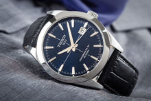 Load image into Gallery viewer, Tissot Gentleman Powermatic 80 Silicium Blue Dial Black Leather Strap Watch For Men - T127.407.16.041.01
