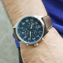 Load image into Gallery viewer, Tissot Chrono XL Vintage Blue Dial Brown Leather Strap Watch For Men - T116.617.16.042.00