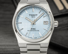 Load image into Gallery viewer, Tissot PRX Powermatic 80 Ice Blue Dial Silver Steel Strap Watch for Men - T137.207.11.351.00