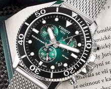 Load image into Gallery viewer, Tissot Seastar 1000 Chronograph Green Dial Silver Mesh Bracelet Watch For Men - T120.417.11.091.00