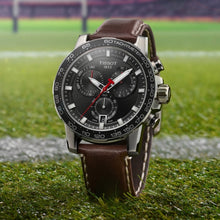 Load image into Gallery viewer, Tissot Supersport Chrono Black Dial Brown Leather Strap Watch for Men - T125.617.16.051.01