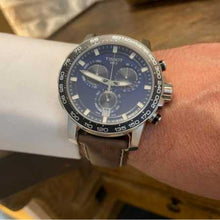 Load image into Gallery viewer, Tissot Supersport Chrono Blue Dial Brown Leather Strap Watch For Men - T125.617.16.041.00