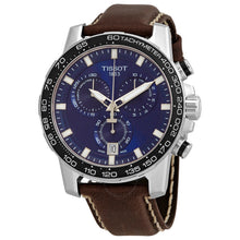 Load image into Gallery viewer, Tissot Supersport Chrono Blue Dial Brown Leather Strap Watch For Men - T125.617.16.041.00