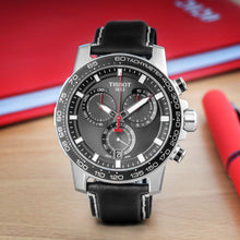 Load image into Gallery viewer, Tissot Supersport Chrono Black Dial Black Leather Strap Watch for Men - T125.617.16.051.00
