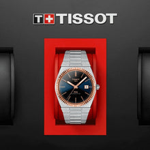 Load image into Gallery viewer, Tissot PRX Powermatic 80 Automatic 18K Gold Blue Dial Silver Steel Strap Watch for Men - T931.407.41.041.00