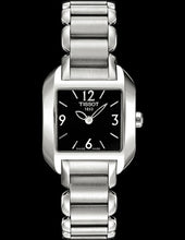 Load image into Gallery viewer, Tissot T Wave Black Dial Silver Steel Strap Watch for Women - T02.1.285.52