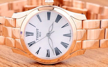 Load image into Gallery viewer, Tissot T Wave Mother of Pearl Dial Rose Gold Steel Strap Watch For Women - T112.210.33.113.00