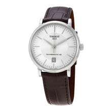 Load image into Gallery viewer, Tissot T-Classic Powermatic 80 Silver Dial Brown Leather Strap Watch For Men - T122.407.16.031.00