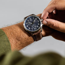 Load image into Gallery viewer, Tissot Chrono XL Vintage Blue Dial Brown Leather Strap Watch For Men - T116.617.16.042.00