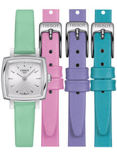 Load image into Gallery viewer, Tissot T Lady Lovely Square Silver Dial Light Green Leather Strap Watch for Women - T058.109.16.031.01