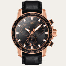 Load image into Gallery viewer, Tissot Supersport Chrono Black Dial Black Leather Strap Watch for Men - T125.617.36.051.00