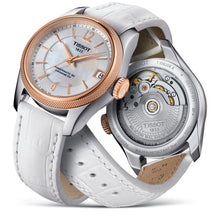 Load image into Gallery viewer, Tissot T-Classic Powermatic 80 Mother of Pearl Silver Dial White Leather Strap Watch For Women - T108.208.26.117.00
