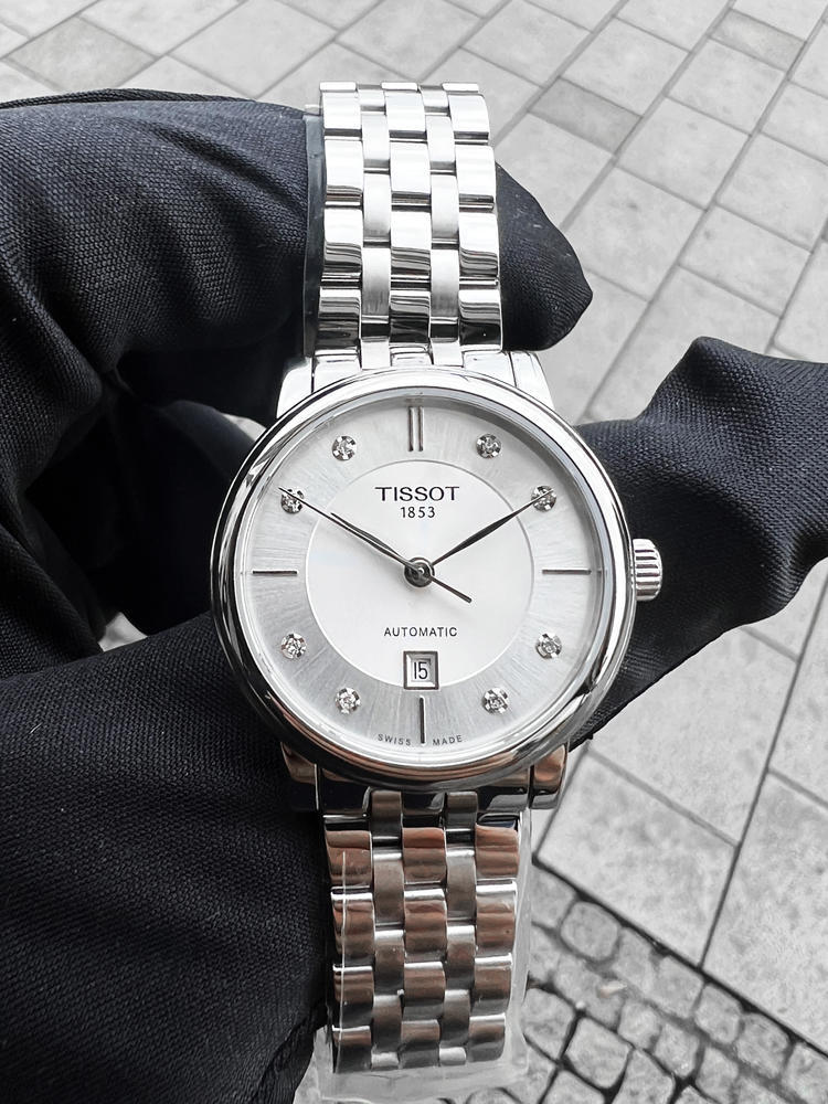 Tissot Carson Premium Automatic Lady Diamonds Silver Dial Silver Steel Strap Watch for Women - T122.207.11.036.00