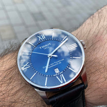 Load image into Gallery viewer, Tissot Chemin Des Tourelles Powermatic 80 Blue Dial Blue Leather Strap Watch for Men - T099.407.16.048.00