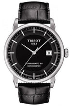 Load image into Gallery viewer, Tissot T Classic Luxury Powermatic 80 Black Dial Black Leather Strap Watch For Men - T086.408.16.051.00