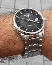 Load image into Gallery viewer, Tissot Luxury Powermatic 80 Black Dial Silver Steel Strap Watch for Men - T086.407.11.201.02