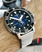 Load image into Gallery viewer, Tissot Seastar 1000 Chronograph Blue Dial Silver Mesh Bracelet Watch For Men - T120.417.11.041.02