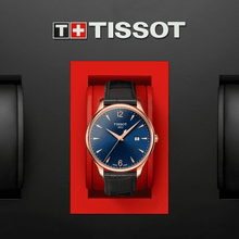 Load image into Gallery viewer, Tissot T Classic Tradition Blue Dial Brown Leather Strap Watch For Men - T063.610.36.047.00