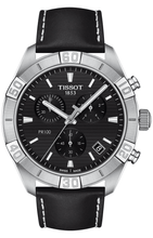 Load image into Gallery viewer, Tissot PR 100 Sport Quartz Chronograph Black Dial Black Leather Strap Watch For Men - T101.617.16.051.00