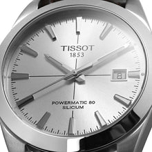 Load image into Gallery viewer, Tissot Gentleman Powermatic 80 Silicium Silver Dial Brown Leather Strap Watch For Men - T127.407.16.031.01