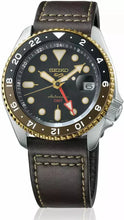 Load image into Gallery viewer, Seiko 5 Sports SKX GMT Automatic Mocha Black Dial Brown Leather Strap Watch For Men - SSK036K1