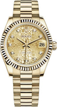 Load image into Gallery viewer, Rolex Datejust 31 Elegant Automatic 18K Yellow Gold Watch 178278-0021