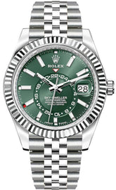 Rolex Sky-Dweller White Gold Fluted Bezel Calendar & GMT Men's Watch 336934-0002