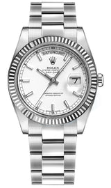 Rolex Day-Date 36 White Dial Oyster Bracelet Watch 118239