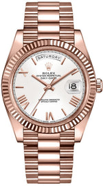 Rolex Day-Date 40 White Dial Fluted Bezel Men's Watch 228235-0032