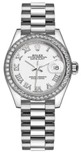 Load image into Gallery viewer, Rolex Lady-Datejust 28 White Roman Numeral Platinum Watch 279136RBR-0013
