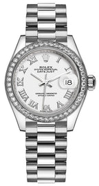 Rolex Lady-Datejust 28 White Roman Numeral Platinum Watch 279136RBR-0013