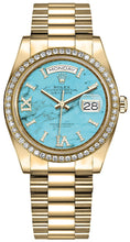Load image into Gallery viewer, Rolex Day-Date 36 Turquoise Diamond Dial Unisex Watch 128348RBR-0037