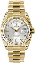 Load image into Gallery viewer, Rolex Day-Date 36 Silver Fluted Bezel Watch 118238