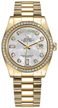 Load image into Gallery viewer, Rolex Day-Date Diamond Bezel Mother Of Pearl Dial Women's Watch 128348RBR-0017