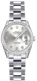 Rolex Lady-Datejust 26 Silver Diamond Dial Women's Watch 179159