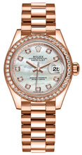 Load image into Gallery viewer, Rolex Lady-Datejust 28 Mother of Pearl Diamond Gold Watch 279135RBR