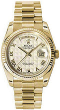 Load image into Gallery viewer, Rolex Day-Date 36 Ivory Dial Fluted Bezel Gold Watch 118238