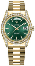 Load image into Gallery viewer, Rolex Day-Date 36 Green Dial Gold Watch 118388-0134