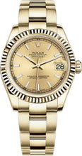 Load image into Gallery viewer, Rolex Datejust 31 Champagne Dial Fluted Bezel Gold Watch 178278-0070