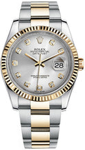 Load image into Gallery viewer, Rolex Datejust 36 Silver Diamond Fluted Bezel Watch 116233-0179