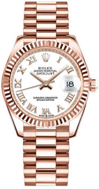 Rolex Datejust 31 White Dial 18k Everose Gold Women's Watch 278275-0019