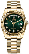Load image into Gallery viewer, Rolex Day-Date 36 Green Diamond Dial Watch 128238-0069