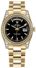 Load image into Gallery viewer, Rolex Day-Date 36 Black Dial Gold Oyster Bracelet Watch 118388-0190