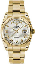 Load image into Gallery viewer, Rolex Day-Date 36 Mother of Pearl Roman Numeral Dial Watch 118208