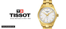 Load image into Gallery viewer, Tissot T Classic PR 100 Lady White Dial Gold Steel Strap Watch for Women - T101.210.33.031.00