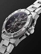 Load image into Gallery viewer, Tag Heuer Aquaracer Chronograph Black Dial Silver Steel Strap Watch for Men - CAY1110.BA0927