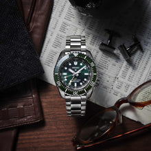 Load image into Gallery viewer, Seiko Prospex GMT Divers Automatic Marine Green Dial Silver Steel Strap Watch For Men - SPB381J1