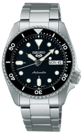 Seiko 5 Sports SKX Automatic Black Dial Silver Steel Strap Watch For Men - SRPK29K1